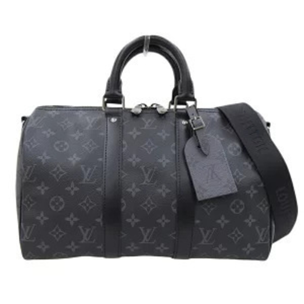 Louis Vuitton Monogram Keepall Bandouliere Bag Canvas Travel Bag Eclipse Black